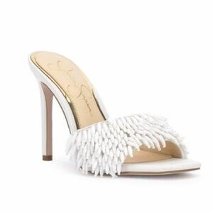 JESSICA SIMPSON
OLYA WOMENS BEADED FAUX LEATHER HEELS 7M